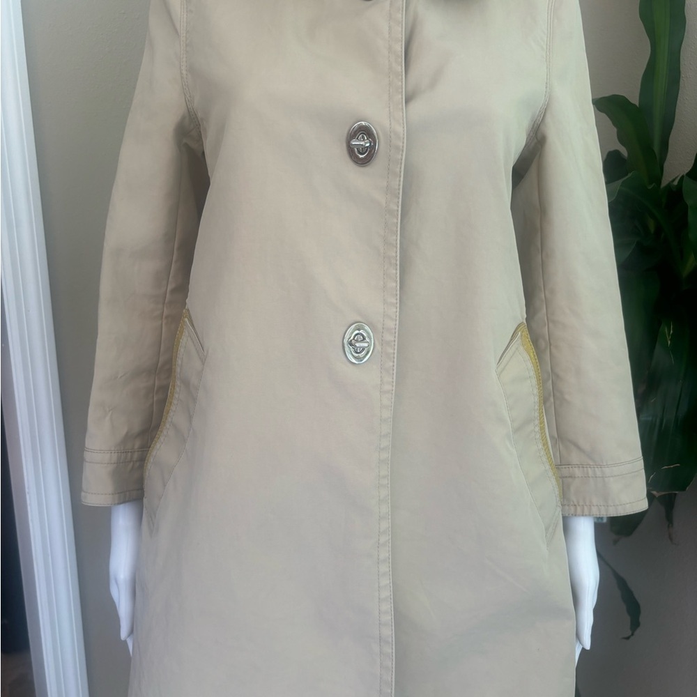 Coach Tan Trench Coat with Notched Lapel - Picture 3 of 15
